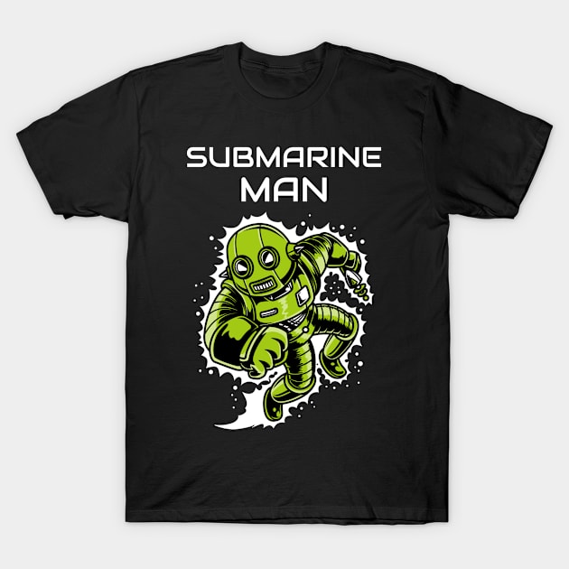 Running Super Hero Submarine Man Design T-Shirt by New East 
